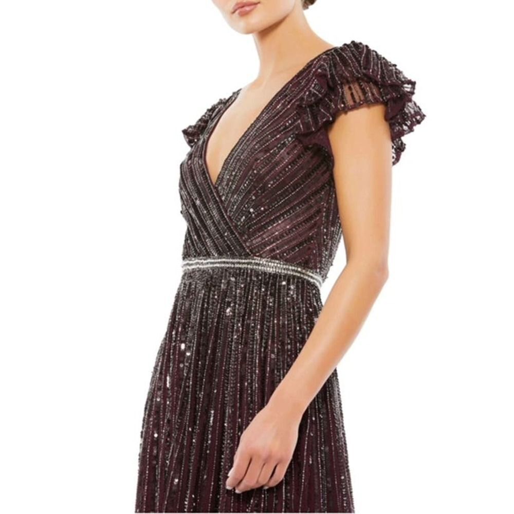 Mac Duggal Burgundy Sequin Gown - Picture 4 of 5